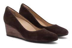 Veranda Stacked Dark Brown Suede | Women ABEO Footwear Dress