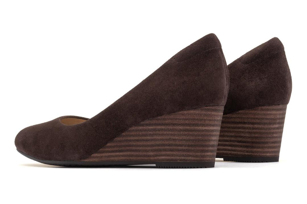 Veranda Stacked Dark Brown Suede | Women ABEO Footwear Dress