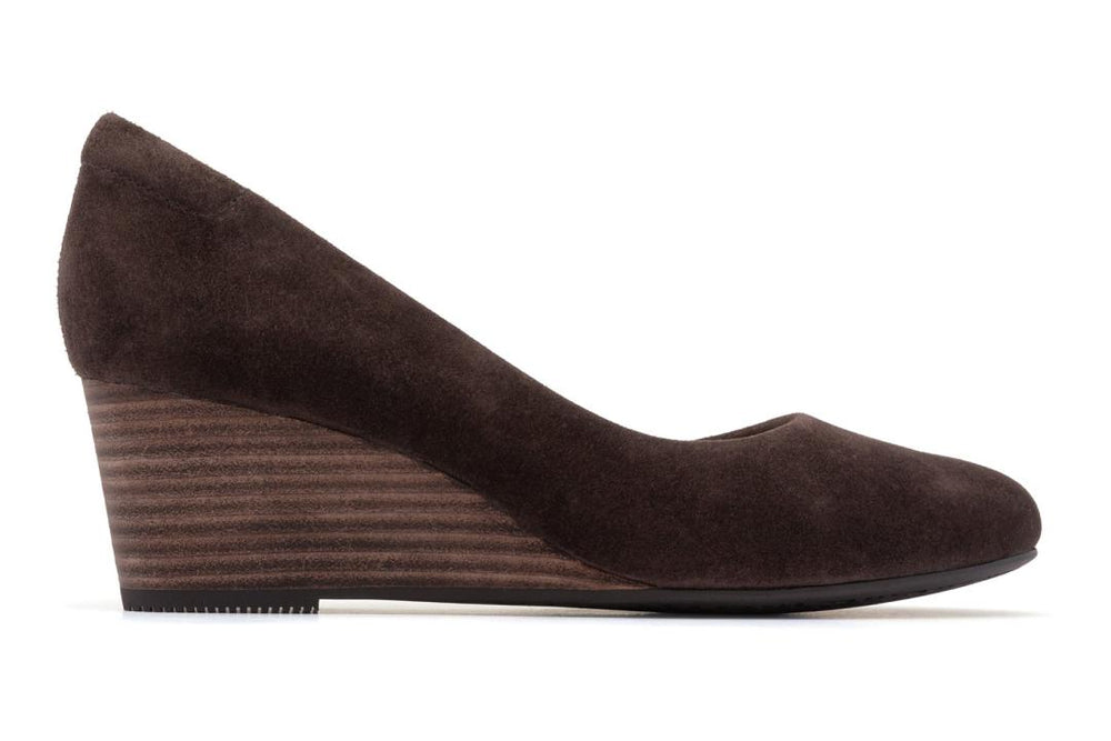 Veranda Stacked Dark Brown Suede | Women ABEO Footwear Dress