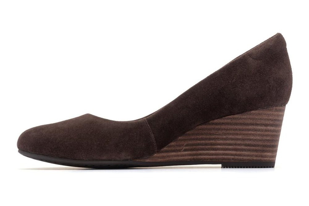 Veranda Stacked Dark Brown Suede | Women ABEO Footwear Dress