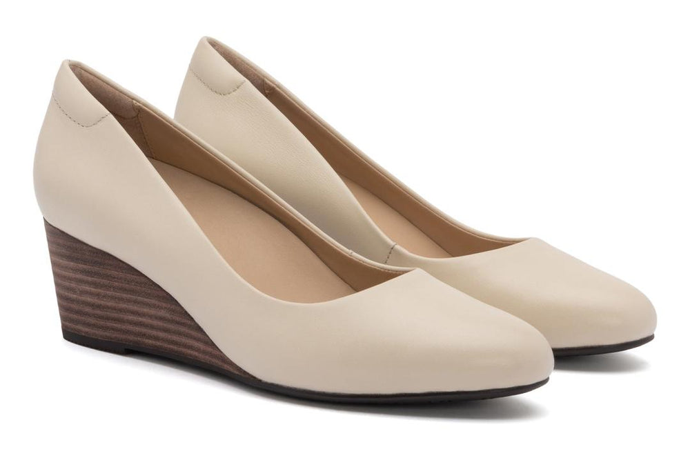 Veranda Stacked Off White Leather | Women ABEO Footwear Dress