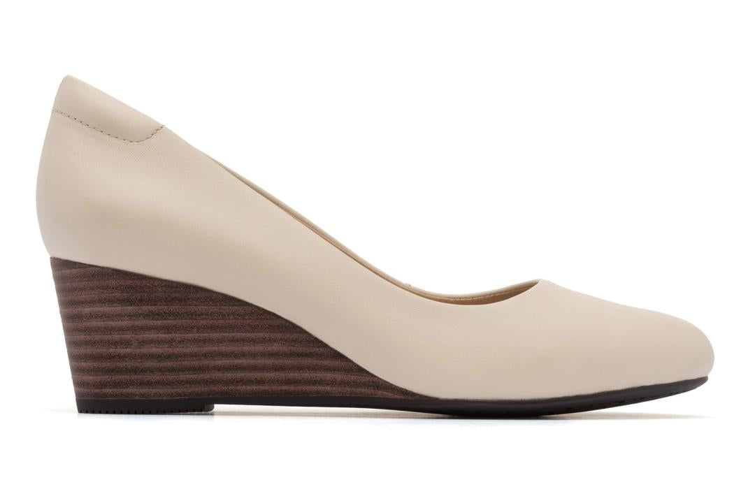 Veranda Stacked Off White Leather | Women ABEO Footwear Dress